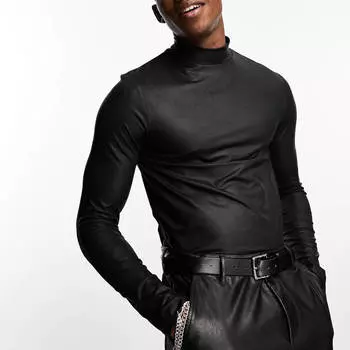 Водолазка из фактурной искусственной кожи Asos Design, черный