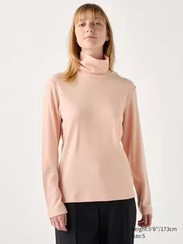 Водолазка из флиса heattech Uniqlo, розовый