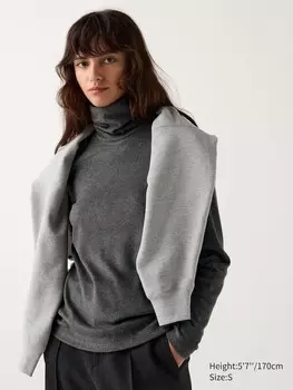 Водолазка из флиса heattech Uniqlo, серый