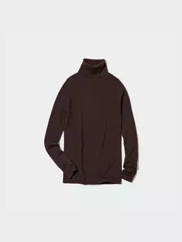 Водолазка из мериносовой шерсти в рубчик Uniqlo, цвет 38 коричневый