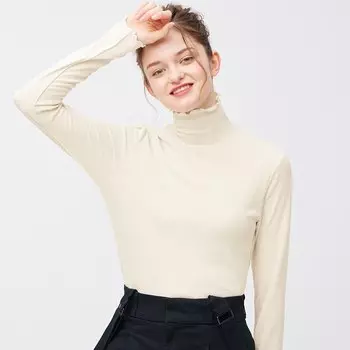 Водолазка из мягкой рубчатой ткани T GU, натуральный