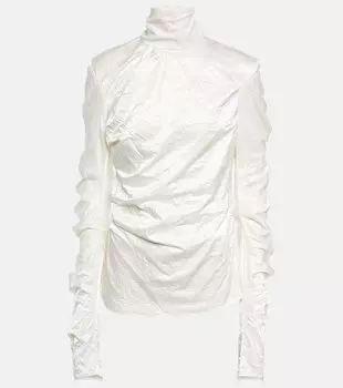 Водолазка из мятого атласа ACNE STUDIOS, белый
