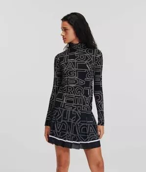 Водолазка Karl Lagerfeld All-over Karl Logo Long-sleeved, черный/белый