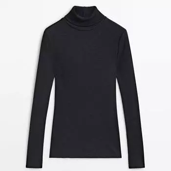 Водолазка Massimo Dutti Fitted Ribbed, темно-серый