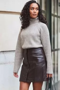 Водолазка мокко с декоративным швом Sosandar, серый