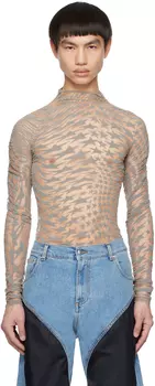 Водолазка Mugler Tan & Grey со звездами
