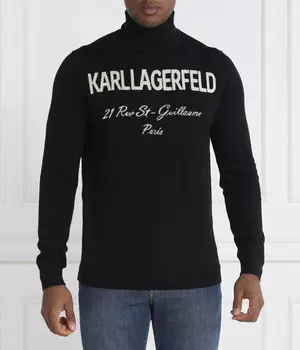 Водолазка мужская Karl Lagerfeld шерстяная с надписью, черный