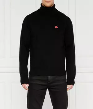 Водолазка мужская Kenzo шерстяная с цветком, черный