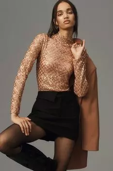 Водолазка Pilcro с пайетками, светлый песок