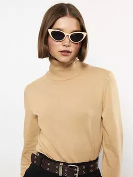 Водолазка прямой с длинным рукавом женский трикотажный свитер LCW Casual