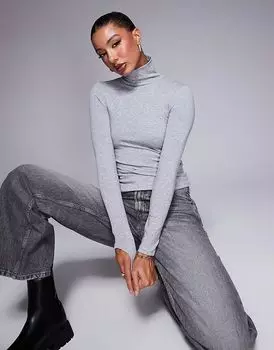 Водолазка с длинными рукавами светло-серого цвета River Island