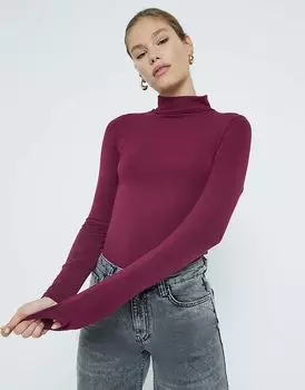 Водолазка с длинными рукавами темно-красного цвета River Island