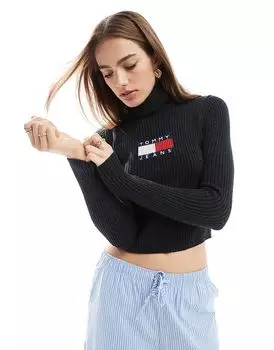 Водолазка с длинными рукавами трикотажный топ черного цвета Tommy Jeans