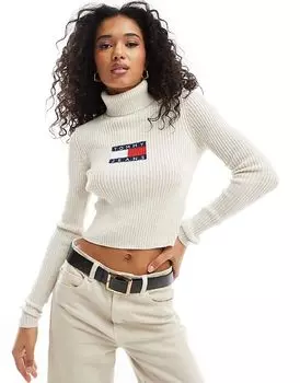 Водолазка с длинными рукавами трикотажный топ цвета «кремовый» Tommy Jeans