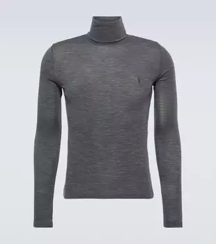 Водолазка с логотипом из смесовой шерсти Saint Laurent, серый