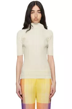 Водолазка с мягкими складками от белого цвета PLEATS PLEASE ISSEY MIYAKE