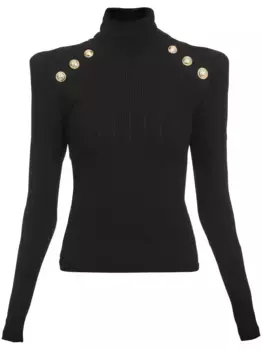 Водолазка с пуговицами BALMAIN, черный