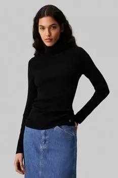 Водолазка с тканым лейблом Calvin Klein, черный