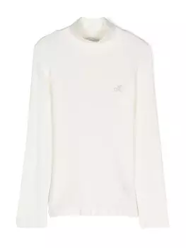 Водолазка с тонким рубчиком Monnalisa, белый