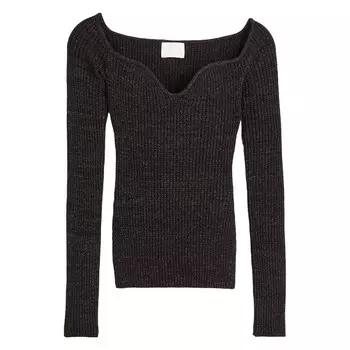 Водолазка с вырезом H&amp;M Glittery Rib-knit, черный