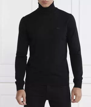 Водолазка шерстяная Lacoste Regular Fit, черный