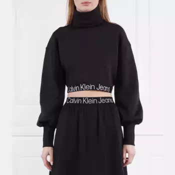 Водолазка стандартного кроя со свободным воротником и контрастной тесьмой Calvin Klein, черный
