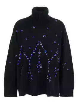 Водолазка, украшенная кристаллами Alberta Ferretti, черный