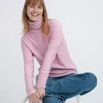 Водолазка Uniqlo Heattech с длинным рукавом, розовый