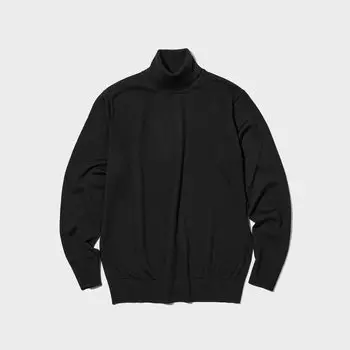 Водолазка Uniqlo мужская из шерсти мериноса, черный