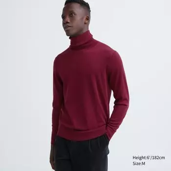 Водолазка Uniqlo мужская из шерсти мериноса, красный