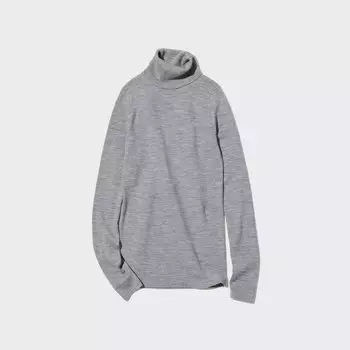 Водолазка Uniqlo женская мягкая из шерсти мериноса, серый