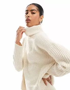 Водолазка Vero Moda с вафельной текстурой, кремового цвета