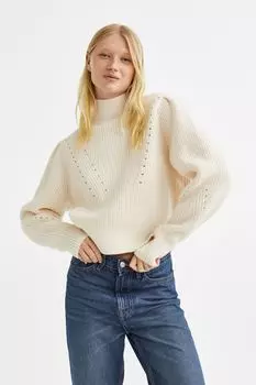 Водолазка в рубчик H&amp;M, натуральный белый