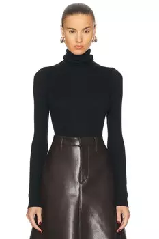 Водолазка в рубчик из шелка Enza Costa, черный