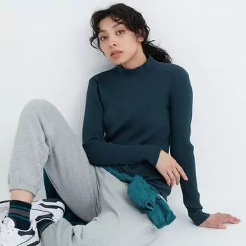 Водолазка в рубчик Uniqlo, темно-зеленый