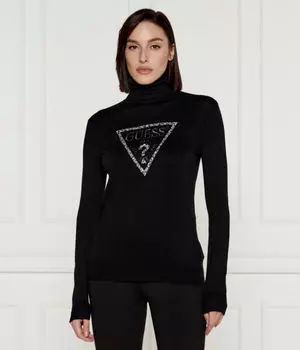 Водолазка женская Guess Jeans из вискозы со стразами, черный