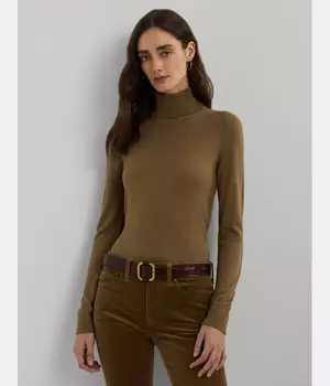 Водолазка женская Lauren Ralph Lauren из модала с добавлением шелка, коричневый