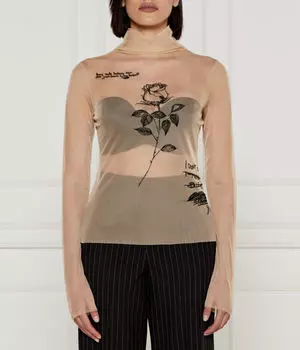 Водолазка женская Patrizia Pepe прозрачная с принтом, бежевый