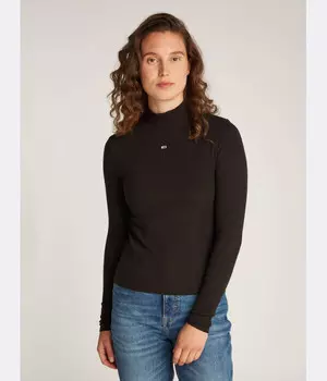 Водолазка женская Tommy Jeans в рубчик, коричневый