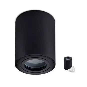 ВОДОЛЕЙ потолочный светильник | водонепроницаемый | Цвет ЧЕРНЫЙ | КРУГЛАЯ форма | Алюминий | Потолочный точечный светильник | 230В | IP44 | с лампочкой нейтрального белого цвета KOBI