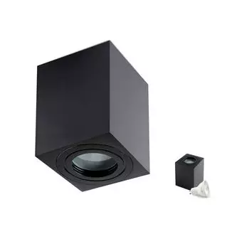 ВОДОЛЕЙ потолочный светильник | водонепроницаемый | Цвет ЧЕРНЫЙ | ПРЯМОУГОЛЬНАЯ форма | Алюминий | Потолочный точечный светильник | 230В | IP44 | с лампочкой теплого белого света KOBI