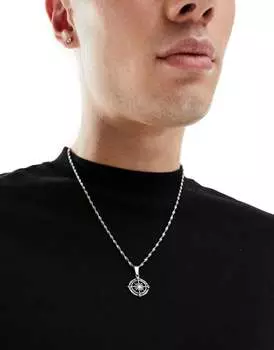 Водонепроницаемая цепочка из нержавеющей стали ASOS DESIGN с серебряной подвеской в виде компаса