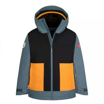 Водонепроницаемая, дышащая детская лыжная куртка RAULAND черный/стальной синий/манго TROLLKIDS, цвет blau