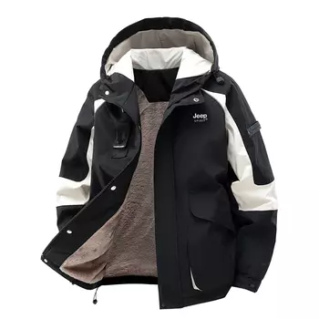 Водонепроницаемая и ветрозащитная куртка-ветровка унисекс JEEP SPIRIT, Black, Fleece-Lined