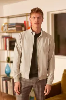 Водонепроницаемая куртка Harrington на клетчатой подкладке Next, бежевый