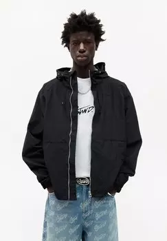 Водонепроницаемая куртка LIGHTWEIGHT HOODED PULL&BEAR, черный
