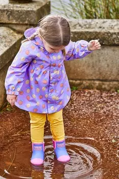 Водонепроницаемая куртка с фруктовым принтом и сборками Jojo Maman Bb, фиолетовый