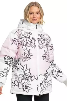 Водонепроницаемая лыжная куртка с капюшоном, рисунком и набивкой Roxy, черный