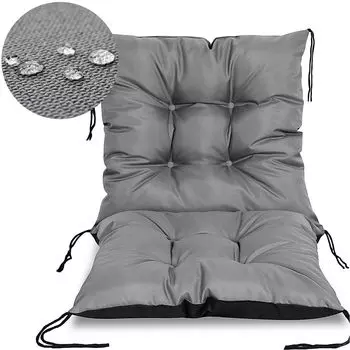Водонепроницаемая подушка на стул с ремнями для сада и террасы серая 50х80см EDANTI, темно-серый