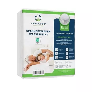 Водонепроницаемая простыня Sensalou при недержании, белая - 160x200 см - 2 комплекта